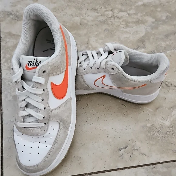Nike Women's Air Force 1 First Use 50th Anniv. White/Orange Athletic Shoes - Picture 2 of 8